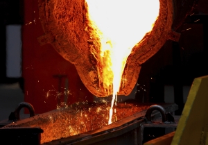 Molten steel being poured